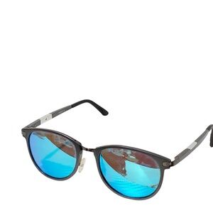 Soxick Blue Reflective Lens Unisex Black Frame Sunglasses